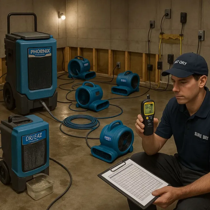 Structural Drying and Dehumidification process in Shawano, WI